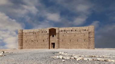 Qasr Kharana (Kharanah or Harrana), the desert castle in eastern Jordan (100 km of Amman). Built in 8th century AD to be used as caravanserai, a resting place for traders