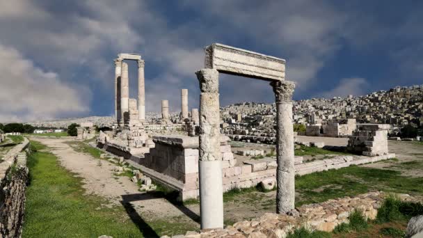 Amman atrakcji--stary rzymski Cytadeli hill, jordan — Wideo stockowe