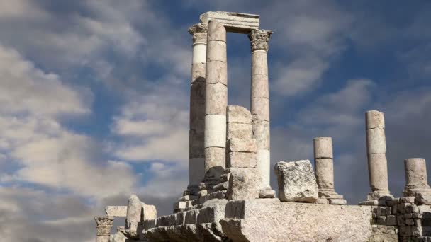Amman şehir yerler--eski Roma kale tepe, jordan — Stok video