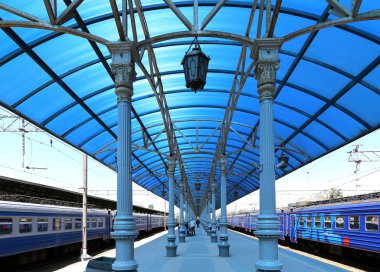 MOSCOW, RUSSIA - JUNE, 01 2015.Yaroslavsky railway station, Moscow, Russia-- is one of nine main railway stations in Moscow, situated on Komsomolskaya Square. It has highest passenger throughput of all nine Moscow stations