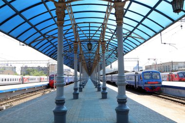 MOSCOW, RUSSIA - JUNE, 01 2015.Yaroslavsky railway station, Moscow, Russia-- is one of nine main railway stations in Moscow, situated on Komsomolskaya Square. It has highest passenger throughput of all nine Moscow stations