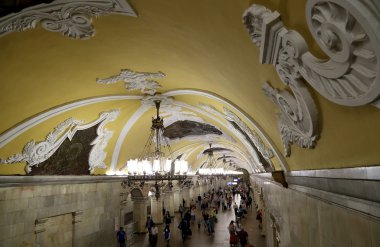 MOSCOW, RUSSIA - JUNE, 01 2015. Metro station Komsomolskaya in Moscow, Russia. Metro station Komsomolskaya is a monument of the Soviet era
