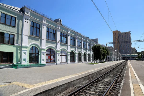 Rizhsky-treinstation (Rizhsky vokzal, Riga station) is een van de negen belangrijkste treinstations in Moskou, Rusland. Het werd gebouwd in 1901 — Stockfoto