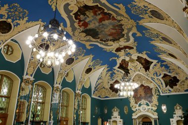 Moskova, Rusya, 23 Haziran 2015. Oda daha yüksek konfor Kazansky demiryolu terminali olarak da bilinen Moskova Kazanskaya tren istasyonu dokuz demiryolu terminalleri, Moskova, Rusya biridir