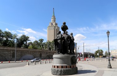 MOSCOW, RUSSIA - JUNE, 18 2015. Monument to the founders of Russian Railways at the Kazansky railway terminal (Author Salavat Shcherbakov), Moscow, Russia.