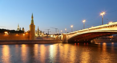 Kremlin, Moskova, Rusya - Moskova en popüler görünümünü gece görünümü