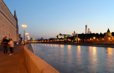 Kremlin, Moskova, Rusya - Moskova en popüler görünümünü gece görünümü