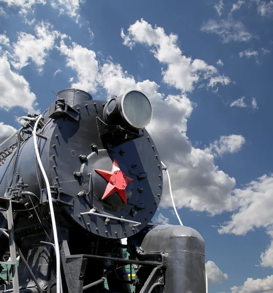 Gamla steam locomotive, Moskva museum av järnväg i Ryssland, Rizhsky järnvägsstation (Rizhsky vokzal, Riga station) — Stockfoto