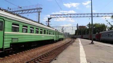 Train on Moscow passenger platform (Kursky railway terminal ) is one of the nine main railway stations in Moscow, Russia