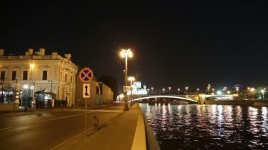Moskova Nehri ve Kremlin (gece), Moskova, Rusya Federasyonu