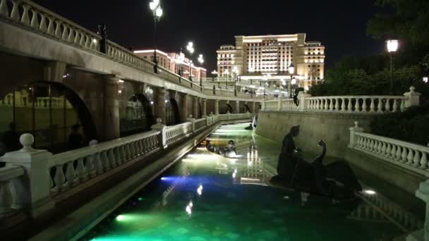 Fuente en el Alexander Gardens- fue uno de los primeros parques públicos urbanos en Moscú, Rusia (noche ) — Vídeos de Stock