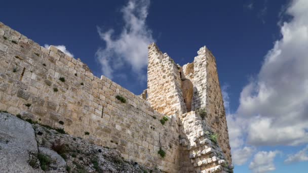 Den och slottet Ajloun i norra Jordanien, byggd på 12-talet, Mellanöstern — Stockvideo