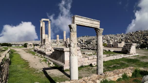 Atrakcje miasta Amman-Old Roman Citadel Hill, Jordania — Wideo stockowe