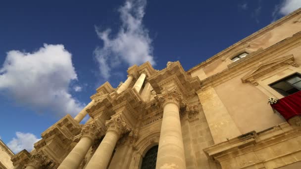 CATEDRAL DE SIRACUSIA (Siracusa, Sarausa) -ciudad histórica de Sicilia, Italia — Vídeos de Stock