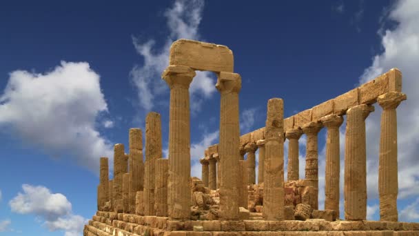 Ancient Greek Temple of Juno (V-VI century BC), Valley of the Temples, Agrigento,Sicily — Stock Video