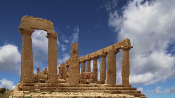 Antiguo Templo Griego de Juno (siglo V-VI a.C.), Valle de los Templos, Agrigento, Sicilia — Vídeo de stock