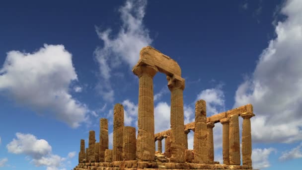 Ókori görög templom Juno (V-Vi század Bc), a Templomok-völgyétől Agrigento, a Szicília — Stock videók