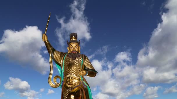 Dharmapala (protector of dharma), Buddhist temple in Beijing,China. — Stock Video