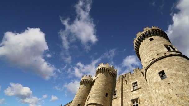 Rhodes Island, Greece, a symbol of Rhodes, of the famous Knights Grand Master Palace (also known as Castello) in the Medieval town of rhodes,a must-visit museum of Rhodes — Stock Video