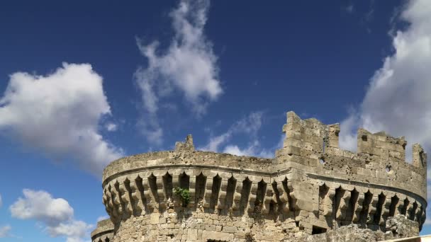 ギリシャのロードス島町の中世の市街壁 — ストック動画