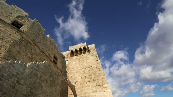 Lindos Acropolis på Rhodos antika arkeologiska platsen, Grekland — Stockvideo