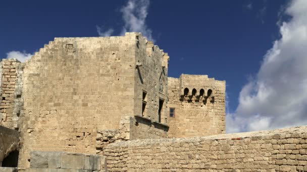 Lindos Acropolis on Rhodos Ancient Archeological site,Greece — Stock Video