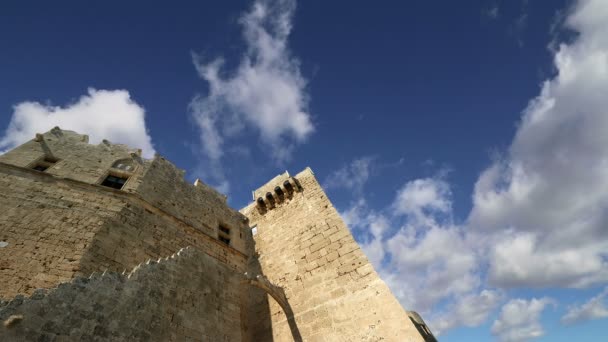 Lindos Akropolis Üzerinde Rodos Antik Arkeoloji sitesi, Yunanistan — Stok video