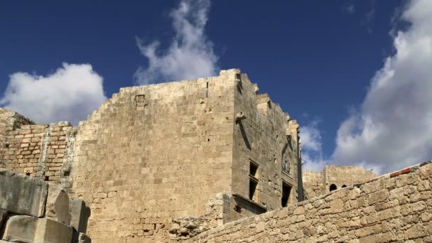 Acrópolis de Lindos en Rhodos Antiguo sitio arqueológico, Grecia — Vídeo de stock