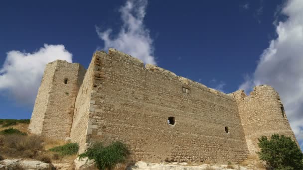 Castillo medieval de Kritinia en Rodas, Grecia, Dodecaneso: En una colina de 131m sobre el pueblo de Kritinia, al norte de Rodas, están las ruinas de un castillo medieval — Vídeo de stock