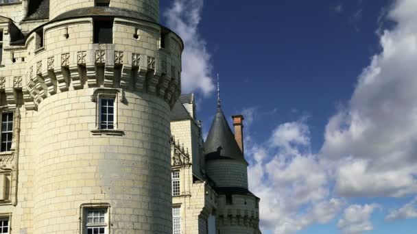 Castelo de Usse, Vale do Loire, França também conhecido como Castelo da Bela Adormecida — Vídeo de Stock