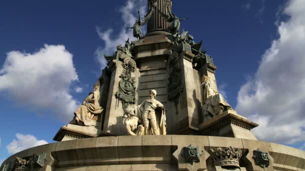 Monumento a Colón Chistopher en Barcelona, España — Vídeo de stock