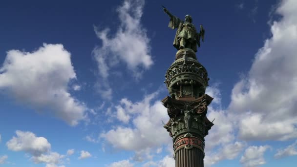 在西班牙巴塞罗那举行的 Chistopher 哥伦布纪念碑 — 图库视频影像