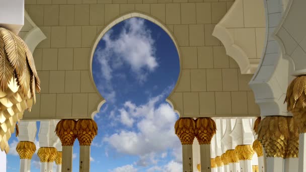 Abu Dhabi Sheikh Zayed Mezquita Blanca, Emiratos Árabes Unidos — Vídeo de stock