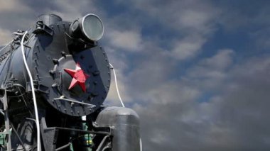 Antik buharlı lokomotif, Rusya'da Moskova demiryolu müzesi, Rizhsky tren istasyonu (Rizhsky vokzal, Riga istasyonu)