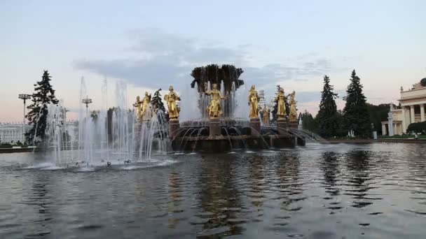 Fountain Friendship of Nations (1951-54, Il progetto della fontana degli architetti K. Topuridze e G. Konstantinovsky) -VDNKH (All-Russia Exhibition Centre), Mosca, Russia — Video Stock