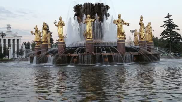 Fountain Friendship of Nations (1951-54, Il progetto della fontana degli architetti K. Topuridze e G. Konstantinovsky) -VDNKH (All-Russia Exhibition Centre), Mosca, Russia — Video Stock