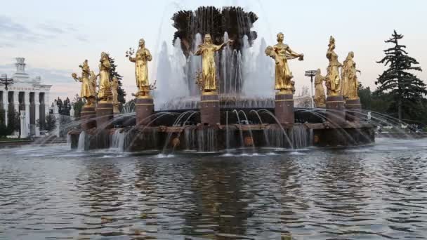 Fountain Friendship of Nations (1951-54, Il progetto della fontana degli architetti K. Topuridze e G. Konstantinovsky) -VDNKH (All-Russia Exhibition Centre), Mosca, Russia — Video Stock