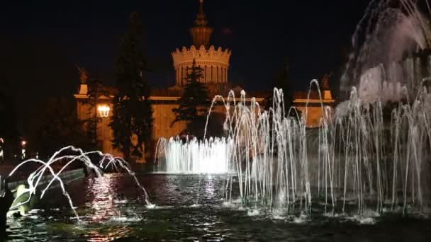 俄罗斯莫斯科（Vdnh）国民经济成就展览中心喷泉 — 图库视频影像