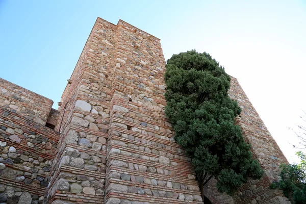 Alcazaba hrad Gibralfaro hoře. Malaga, Andalusie, Španělsko. — Stock fotografie