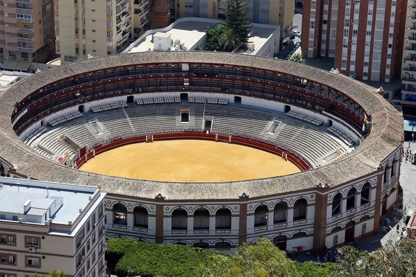 Вид на Малагу с площади Plaza de Toros (bullring) с воздуха, Испания — стоковое фото