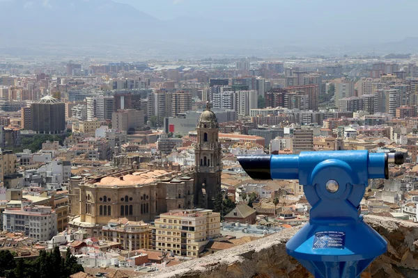 Málaga na Andaluzia, Espanha. Vista aérea da cidade — Fotografia de Stock