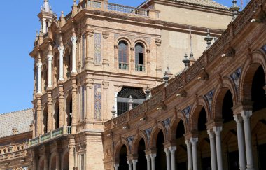 Buildings on the Famous Plaza de Espana (was the venue for the Latin American Exhibition of 1929 )  - Spanish Square in Seville, Andalusia, Spain.
