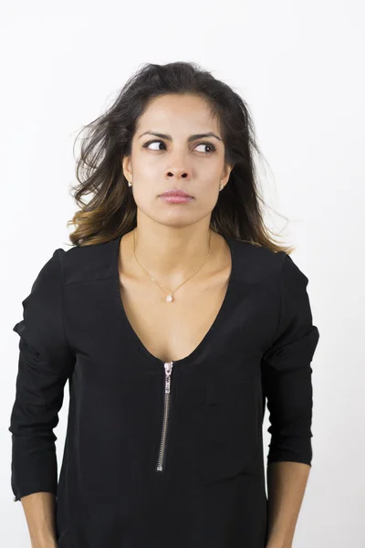 Angry Young Woman Over White Background — Stock Photo, Image