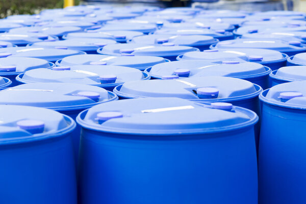 Blue Barrels, Plastic Storage Drums