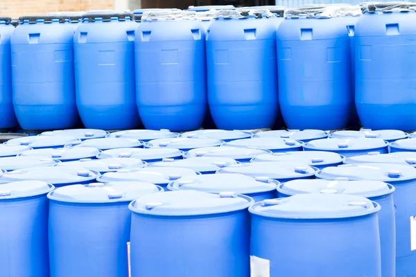 Blue Barrels, Plastic Storage Drums — Stock Photo, Image