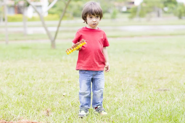 Niño encantador plantando — Foto de Stock