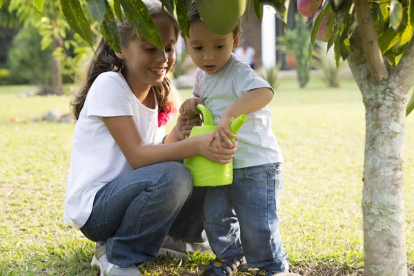 Happy Children Gardening — Stock Photo, Image