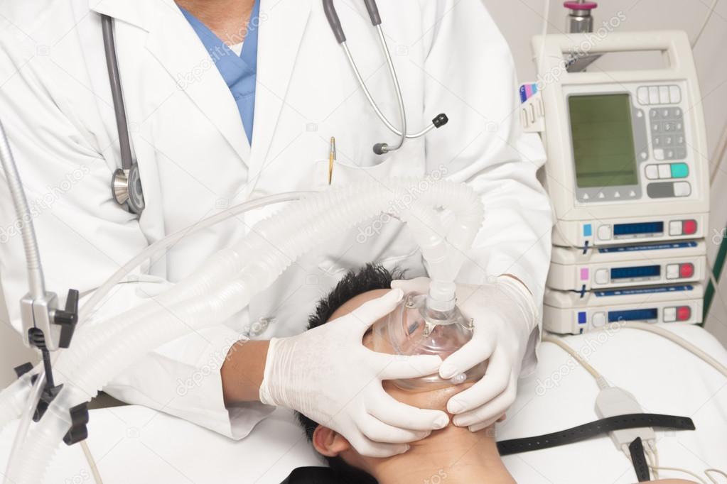 Patient receives artificial ventilation — Stock Photo © herjua 65289399