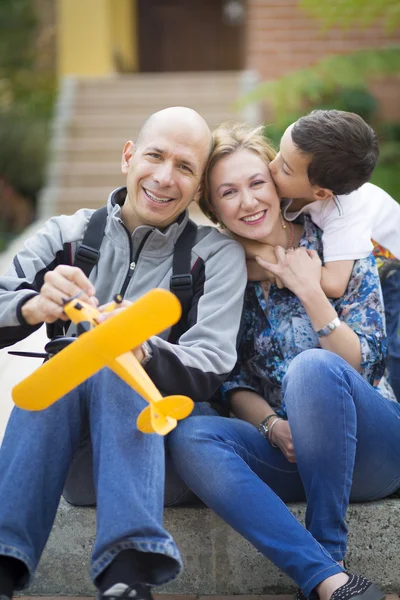 Família feliz e hobby — Fotografia de Stock