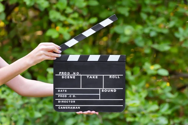 Produção de filmes clapper board — Fotografia de Stock